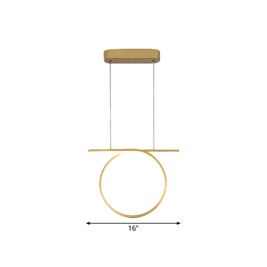 Nordic Style Gold Led Pendant Light For Dining Hall - Ring Suspension Lighting
