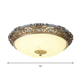 Led Milk Glass Brass Flushmount Ceiling Light - Traditional Style (12’/16’ Wide)