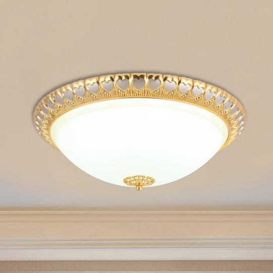 Opaline Glass Led Flush Light With Heart - Edged Dome Shade In Grey/Blue – Stylish Ceiling Mount