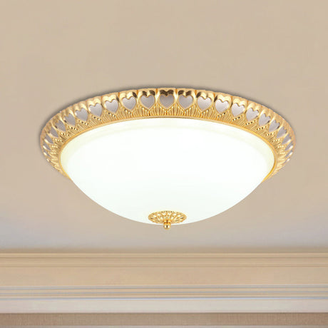 Opaline Glass Led Flush Light With Heart-Edged Dome Shade In Grey/Blue Stylish Ceiling Mount Lamp