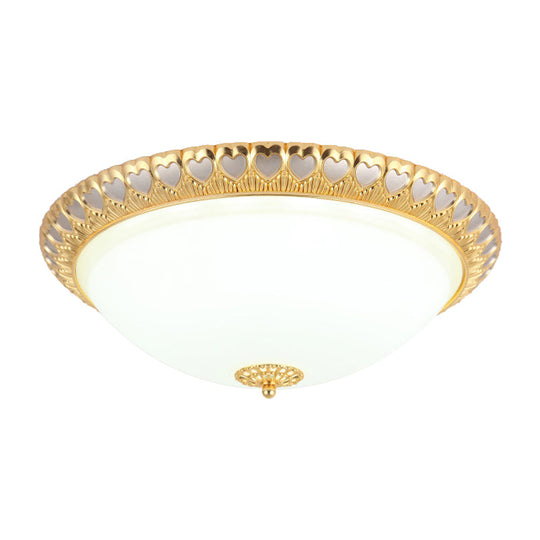 Opaline Glass Led Flush Light With Heart-Edged Dome Shade In Grey/Blue Stylish Ceiling Mount Lamp