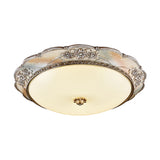 Traditional Silver Scalloped Led Flush Mount Ceiling Light With Frosted White Glass - 14/19.5 Wide