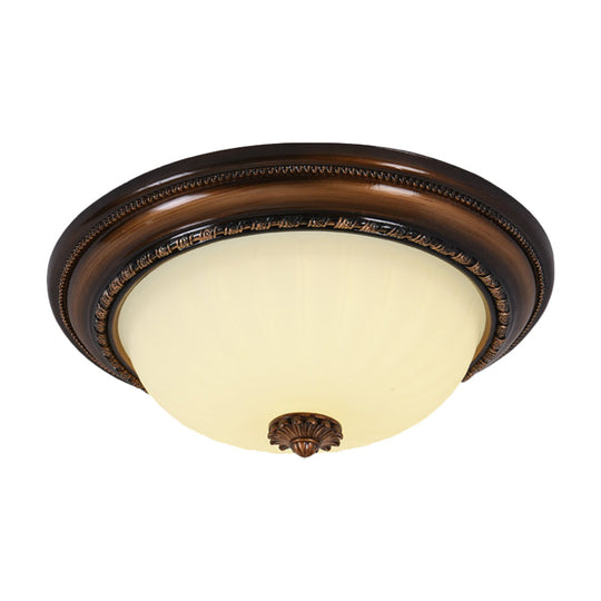Milky Glass Led Cloche Flush Mount Ceiling Light In Brown - 14/16/19.5 Width
