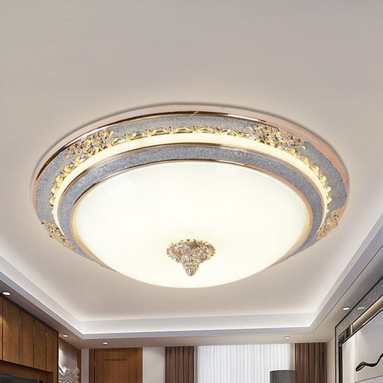 Sleek Glass Apricot Ceiling Lamp - Led Flush Mount Light Bowl - Shape Simplicity 14’/16’/19.5’ Dia