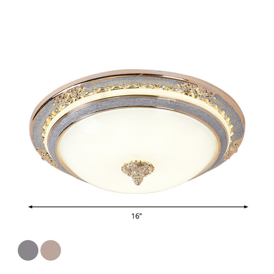 Sleek Glass Apricot Ceiling Lamp - Led Flush Mount Light Bowl - Shape Simplicity 14’/16’/19.5’ Dia