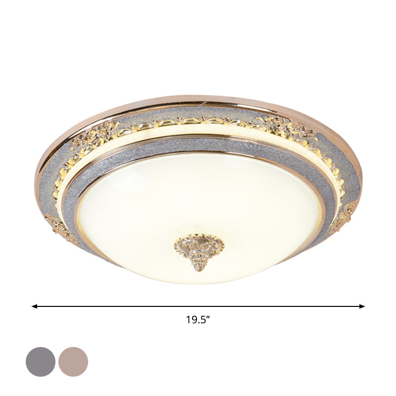 Sleek Glass Apricot Ceiling Lamp - Led Flush Mount Light Bowl - Shape Simplicity 14’/16’/19.5’ Dia