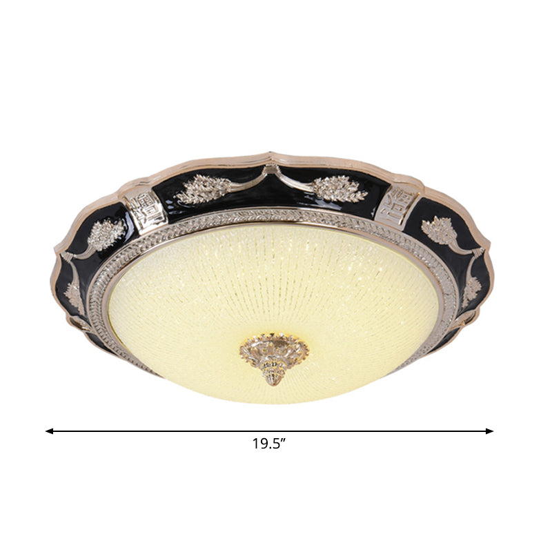 14’/16’/19.5’ Retro Bowl Led Flush Light In Black With Cream Glass – Ideal For Hotel Ceilings