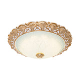 Gold Scallop Flush Light With Frosted Glass - Traditional Hotel Ceiling Mounted Lamp (Led) Available