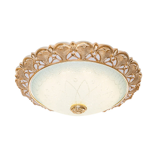 Gold Scallop Flush Light With Frosted Glass - Traditional Hotel Ceiling Mounted Lamp (Led) Available