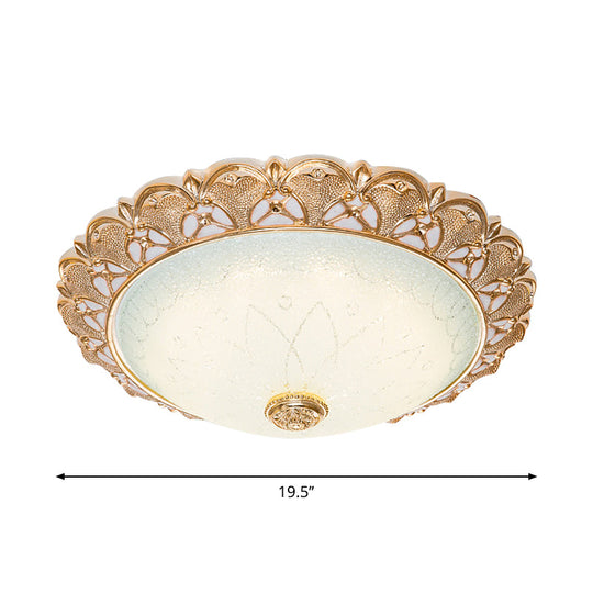 Gold Scallop Flush Light With Frosted Glass - Traditional Hotel Ceiling Mounted Lamp (Led)
