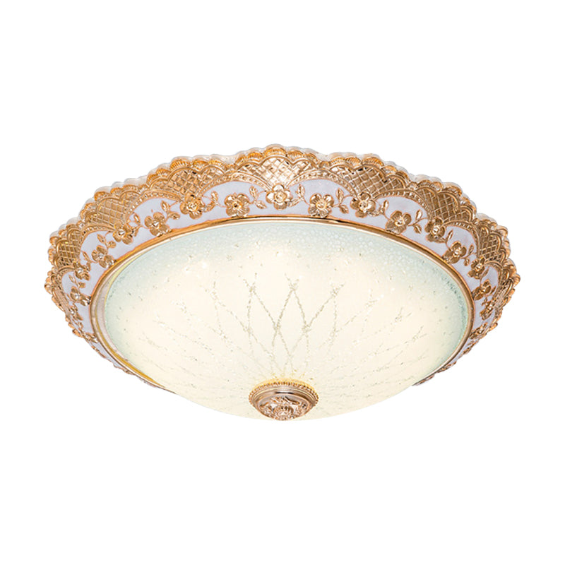 Traditional Gold Opaline Glass Ceiling Light - Led Flush Mount Fixture (14/16/19.5 W)