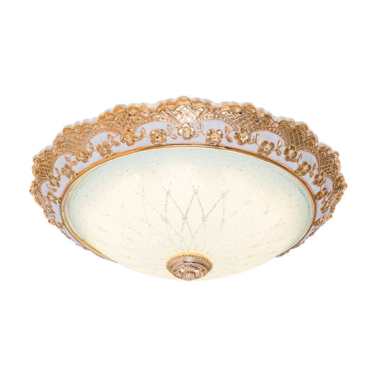 Traditional Gold Opaline Glass Ceiling Light - Led Flush Mount Fixture (14/16/19.5 W)