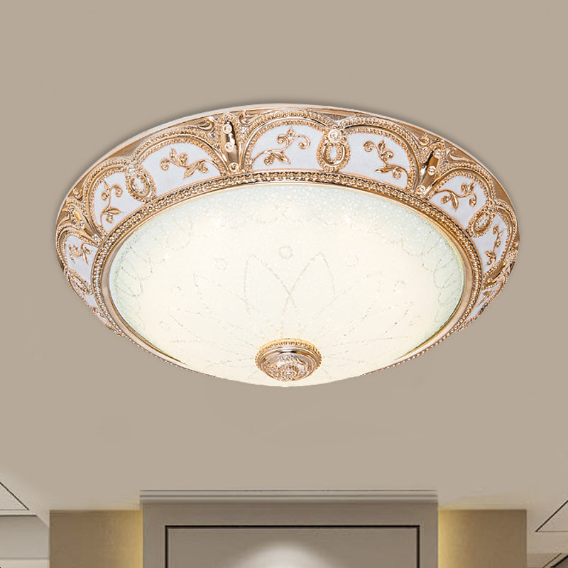 Scalloped Flushmount Cream Glass Led Ceiling Light Antiqued Cutouts Gold Finish - Sizes