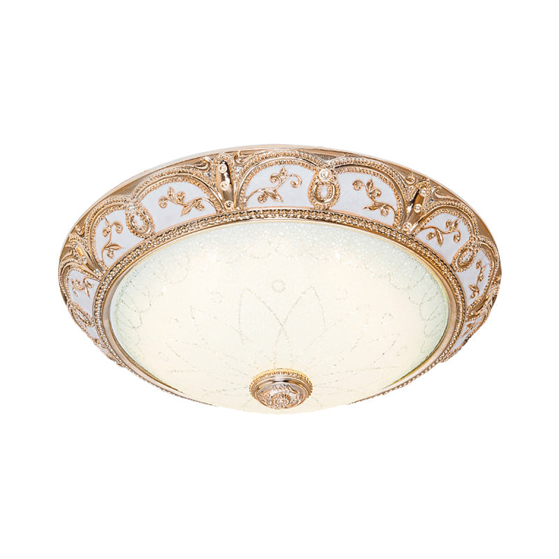 Scalloped Flushmount Cream Glass Led Ceiling Light Antiqued Cutouts Gold Finish - Sizes 14’/16’/19.5