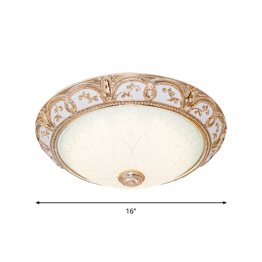 Scalloped Flushmount Cream Glass Led Ceiling Light Antiqued Cutouts Gold Finish - Sizes 14’/16’/19.5