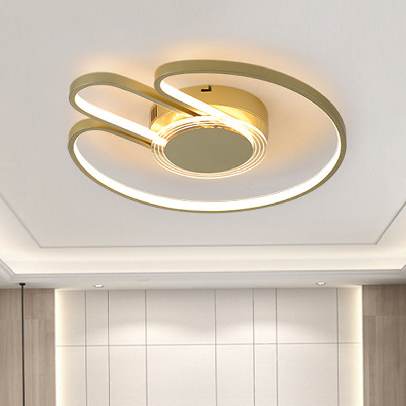 Modern Black/Gold Geometric Frame Flushmount - 16/19.5 Led Metal Flush Mounted Lighting