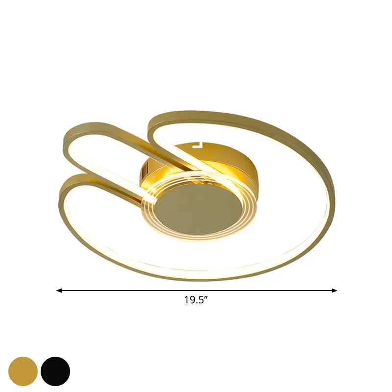 Modern Black/Gold Geometric Frame Flushmount - 16’/19.5’ Led Metal Flush Mounted Lighting