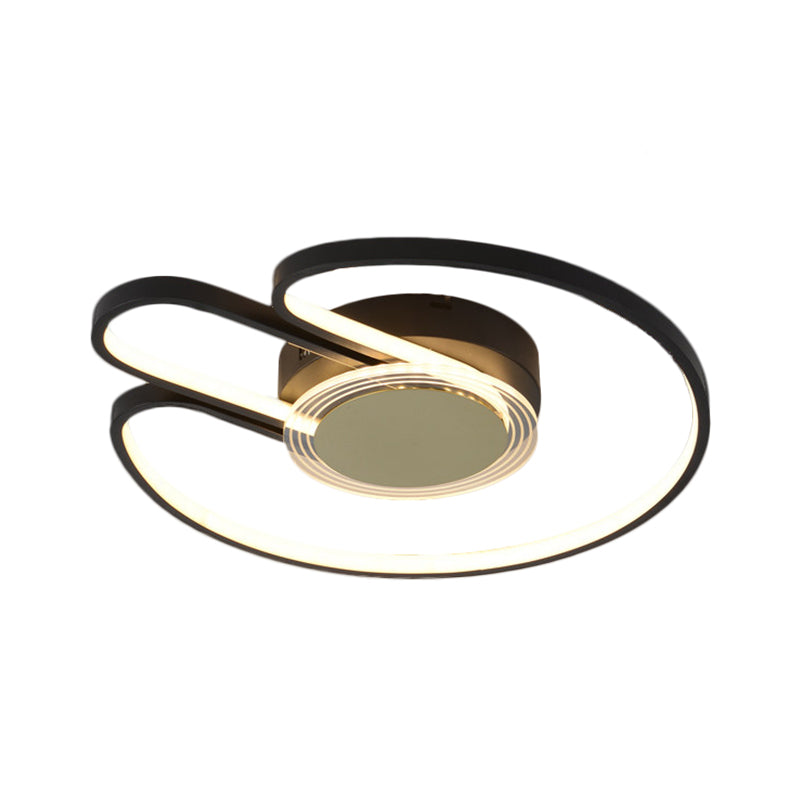 Modern Black/Gold Geometric Frame Flushmount - 16’/19.5’ Led Metal Flush Mounted Lighting