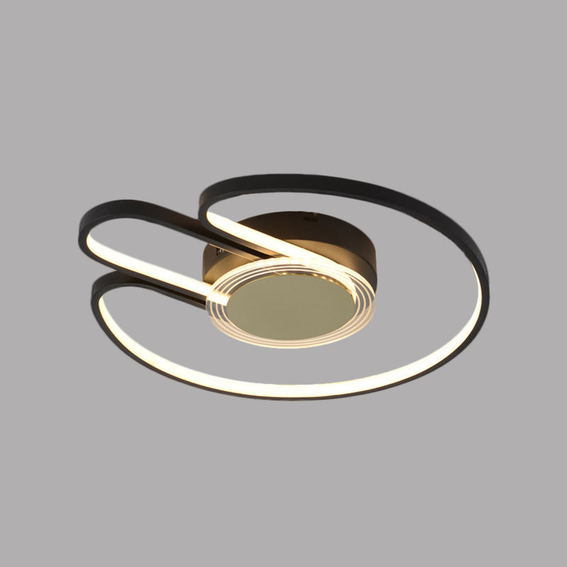 Modern Black/Gold Geometric Frame Flushmount - 16’/19.5’ Led Metal Flush Mounted Lighting