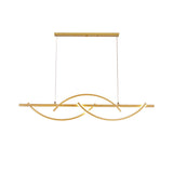 Minimalistic Metal Led Restaurant Chandelier In Black/Gold With 3-Arched Lines Warm/White Light