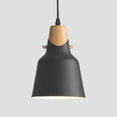 Modern Wooden Hanging Light With Metal Shade - Suspension Lighting For Dining Table Black / 8.5