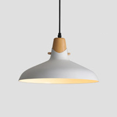 Modern Wooden Hanging Light With Metal Shade - Suspension Lighting For Dining Table White / 14