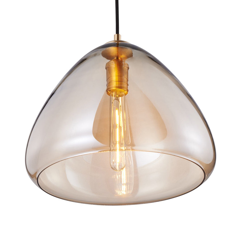 Post-Modern Cone Pendant Lamp – 8.5’/10’ Width Amber/Smoky Glass 1 Light Living Room