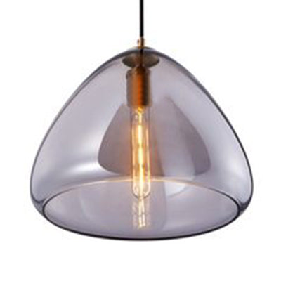 8.5 & 10 Wide Cone Pendant Lamp: Amber/Smoky Glass Post-Modern Hanging Light Smoke Gray /