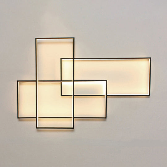 Modern Black Traverse Wall Sconce - 20.5/30 Wide Acrylic Light In Warm/White