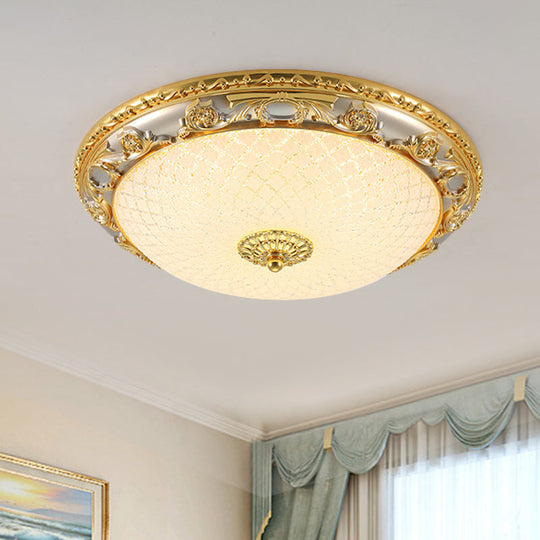 Traditional Veined Glass Gold Bowl - Shaped Led Flushmount Ceiling Light - 12.5’/15’/19’ Wide