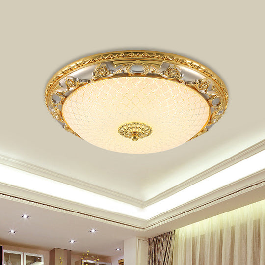 Traditional Veined Glass Gold Bowl - Shaped Led Flushmount Ceiling Light - 12.5’/15’/19’ Wide
