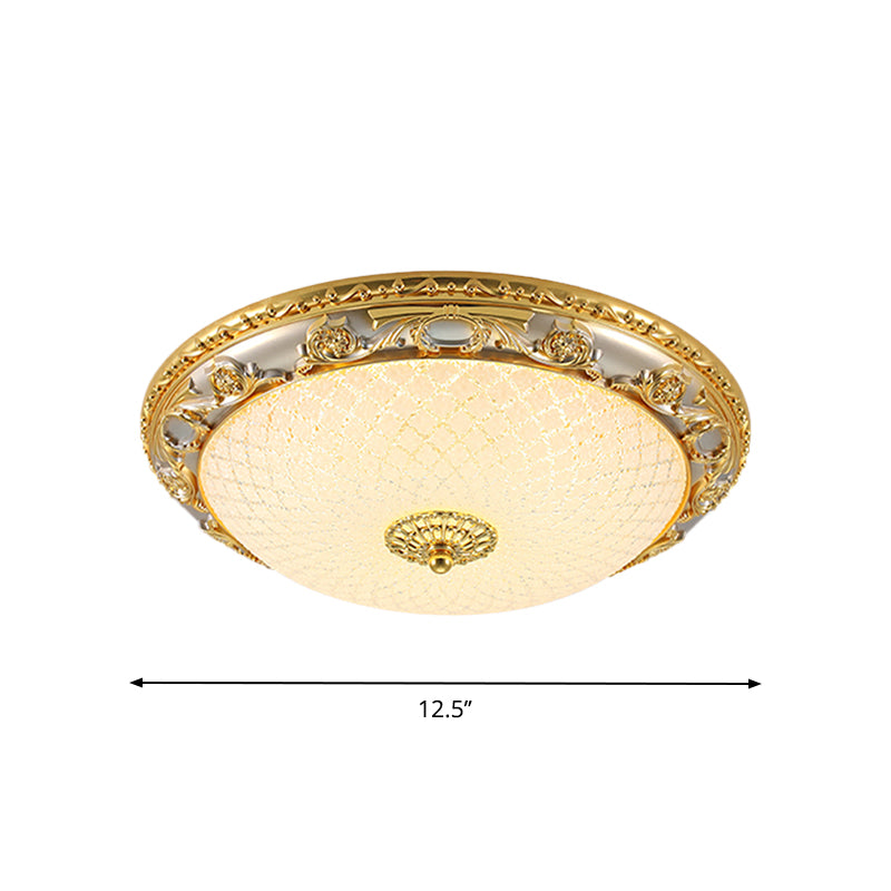 Traditional Veined Glass Gold Bowl - Shaped Led Flushmount Ceiling Light - 12.5’/15’/19’ Wide
