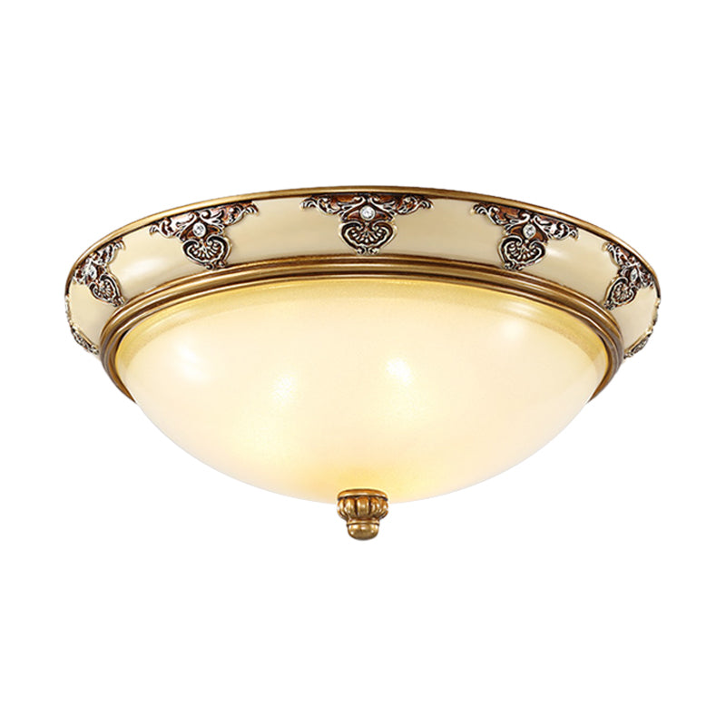 Golden Dome Opal Glass Flush Mount Ceiling Light Fixture - Classic Design 3 - Bulb 15’/19’ Width
