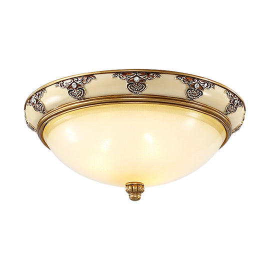 Golden Dome Opal Glass Flush Mount Ceiling Light Fixture - Classic Design 3 - Bulb 15’/19’ Width