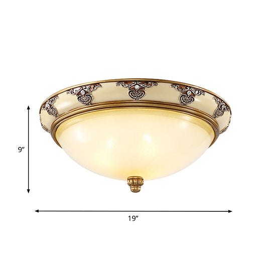 Golden Dome Opal Glass Flush Mount Ceiling Light Fixture - Classic Design 3-Bulb 15/19 Width