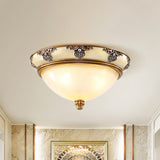 Golden Dome Opal Glass Flush Mount Ceiling Light Fixture - Classic Design 3-Bulb 15/19 Width