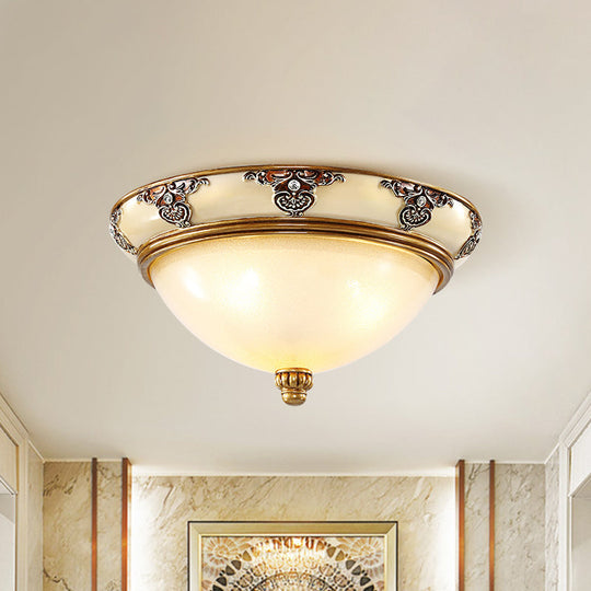 Golden Dome Opal Glass Flush Mount Ceiling Light Fixture - Classic Design 3-Bulb 15/19 Width