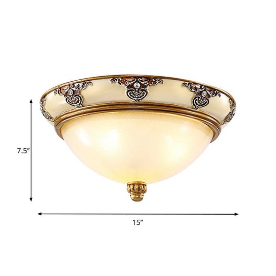 Golden Dome Opal Glass Flush Mount Ceiling Light Fixture - Classic Design 3-Bulb 15/19 Width