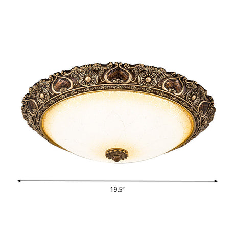 Led Farmhouse Flush Mount Light With Frosted Glass And Brown Finish - 3 Size Options Warm/White