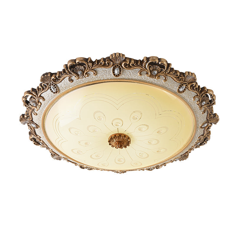 Traditional Glass Flush Dome Light In Warm/White Led - Various Sizes Available