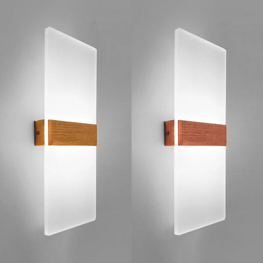 Modern Led Wall Sconce In Oval/Rectangular/Convex Shape - 8/10.5 Wide Warm/White/Natural Light