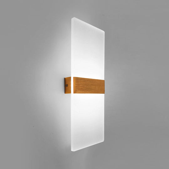 Modern Led Wall Sconce In Oval/Rectangular/Convex Shape - 8/10.5 Wide Warm/White/Natural Light Gold
