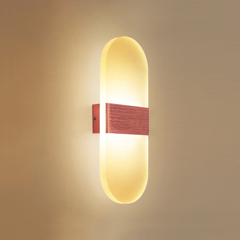 Modern Led Wall Sconce In Oval/Rectangular/Convex Shape - 8/10.5 Wide Warm/White/Natural Light Rose