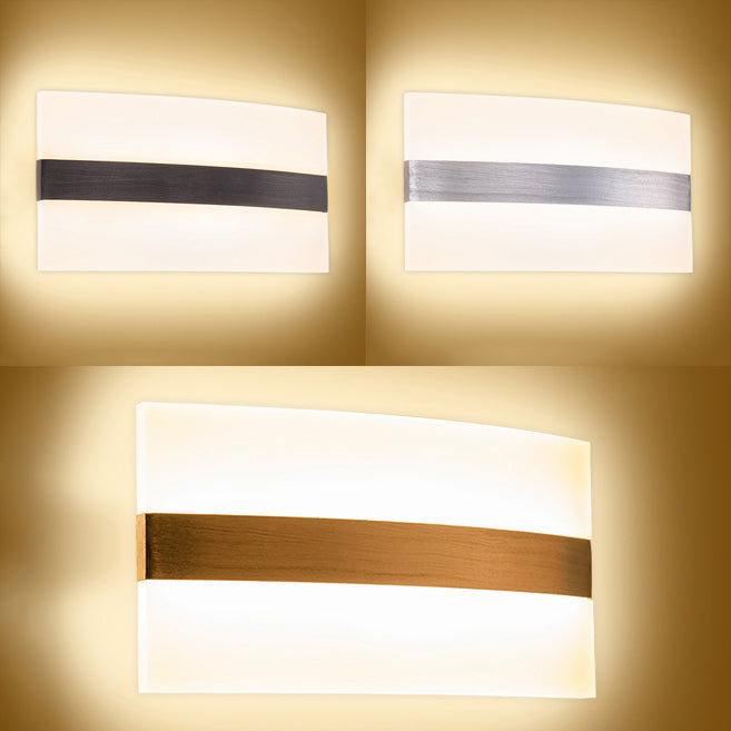 Modern Led Wall Sconce In Oval/Rectangular/Convex Shape - 8/10.5 Wide Warm/White/Natural Light