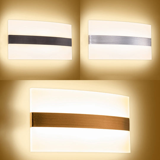 Modern Led Wall Sconce In Oval/Rectangular/Convex Shape - 8/10.5 Wide Warm/White/Natural Light