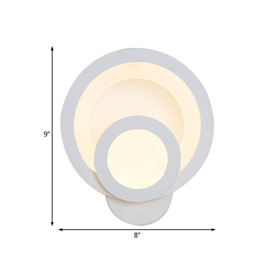 Modern Led Acrylic Wall Sconce - Round Stairway Light Fixture 8 Wide Warm/White
