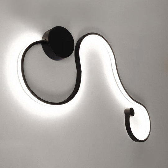 Contemporary Twist Led Wall Sconce - Black/White Warm/White Lighting Black / White C