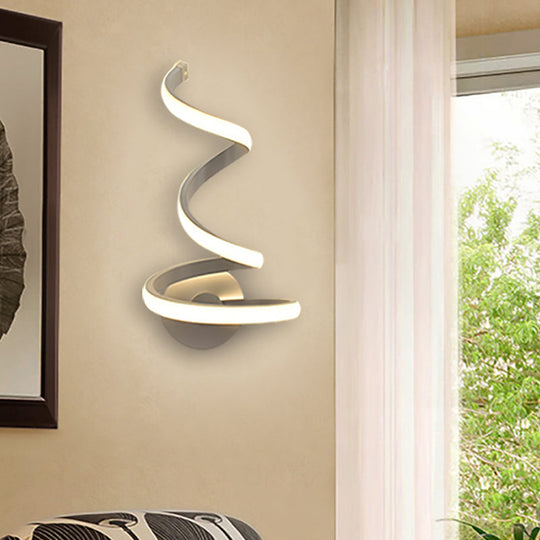 Spiral Acrylic Led Wall Sconce - Modern Single Light In Warm/White/Natural