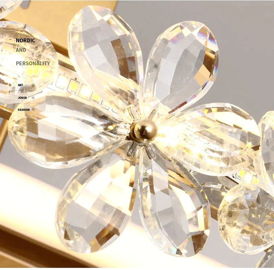 Nordic Bedroom Crystal Flower Ceiling Lamp Small 50Cm Transparent / Warm Light