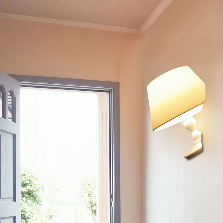 Modern White/Black Cone Wall Sconce: Fabric Led Mount Light For Bedside White